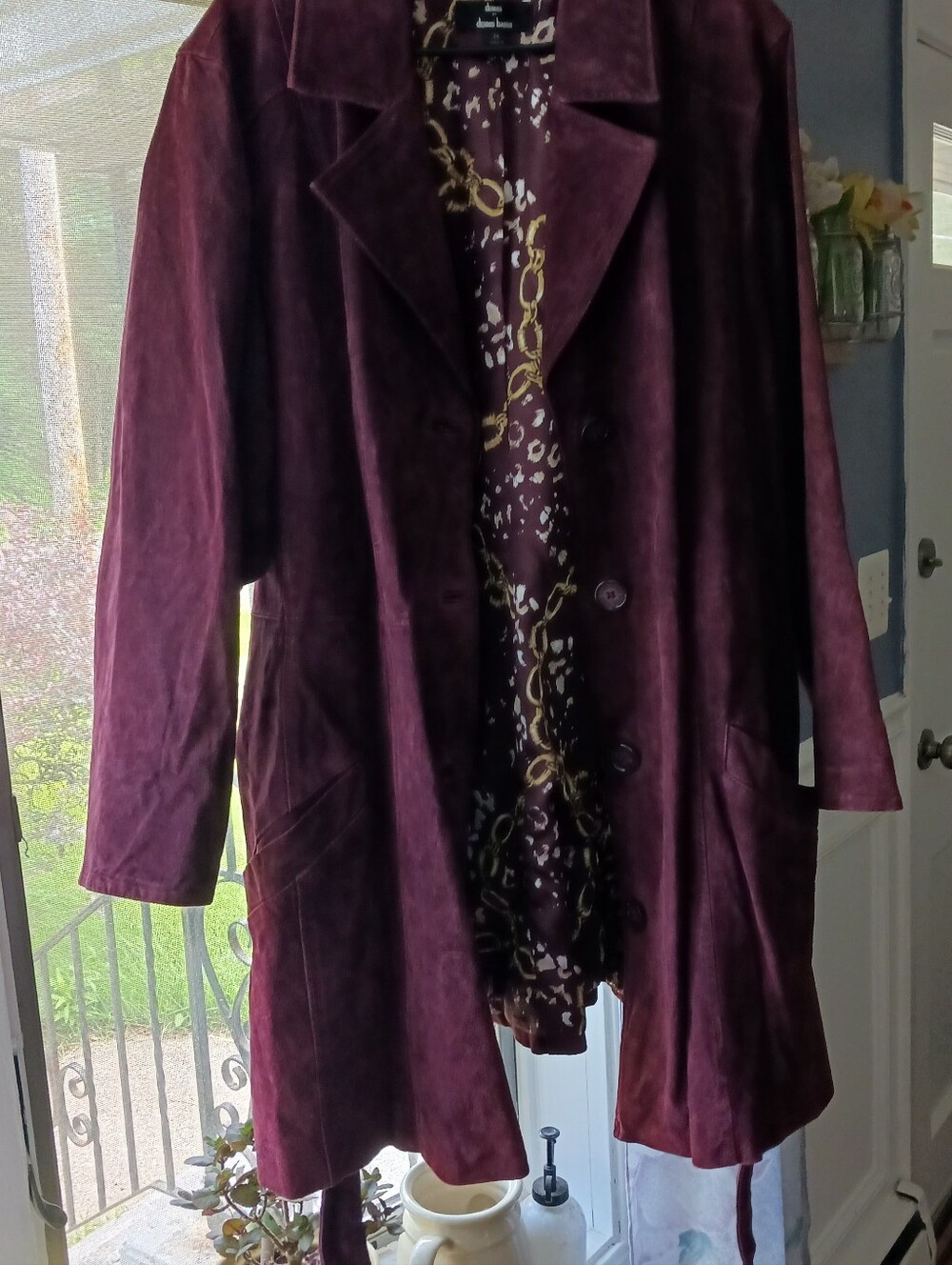 Dennis Basso Cranberry Suede Coat